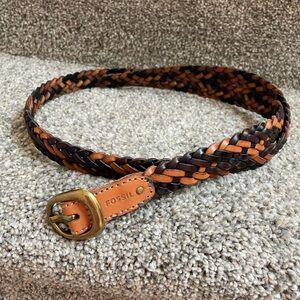 Fossil Women's Braided Leather Belt - Brown and Tan